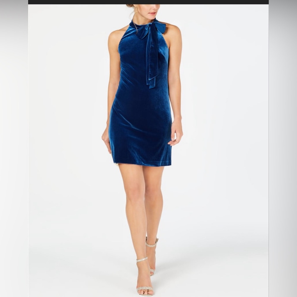 Vince Camuto tie neck velvet a-line sleeveless dress NWT